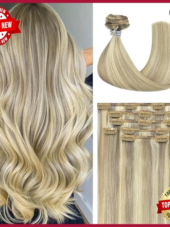 18 Inch Clip In Human Hair Extensions 70g 7pcs Straight Silky main image 5